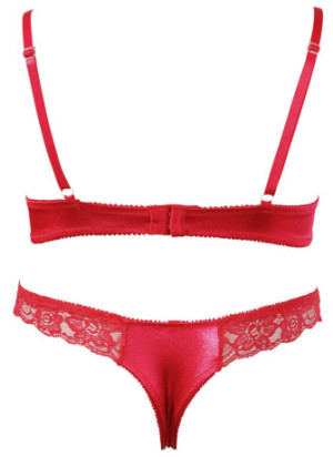 Soutien-gorge demi seins avec armatures et son string ouvert - R2220199